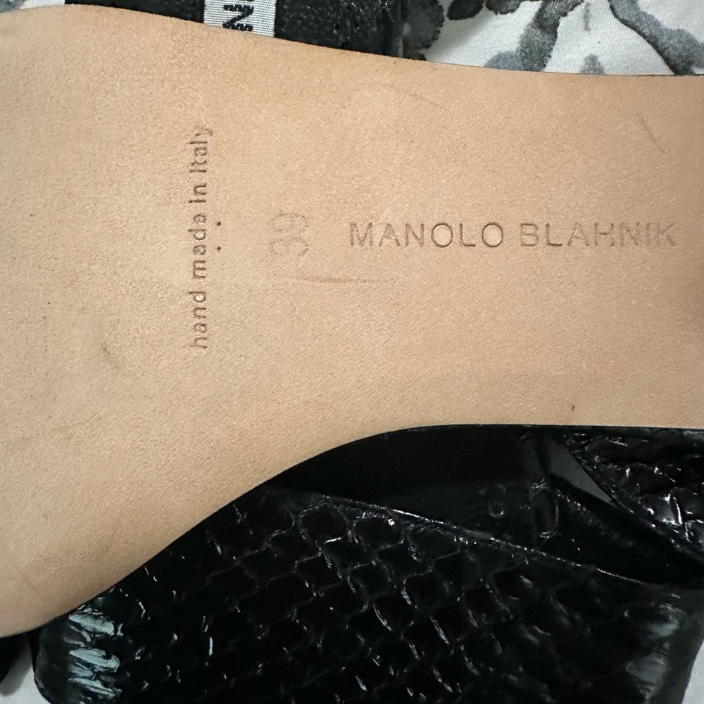 Manolo Blahnik Textured Black Sandals - Picture 8 of 16